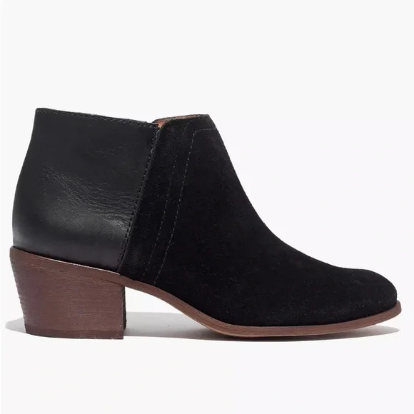 Madewell Cait Leather Suede Side Zip Ankle Bootie