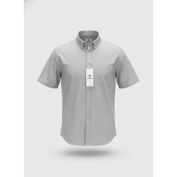 Mocotono Mens XL Blue Oxford Short Sleeve Button Down Shirt 100% Cotton