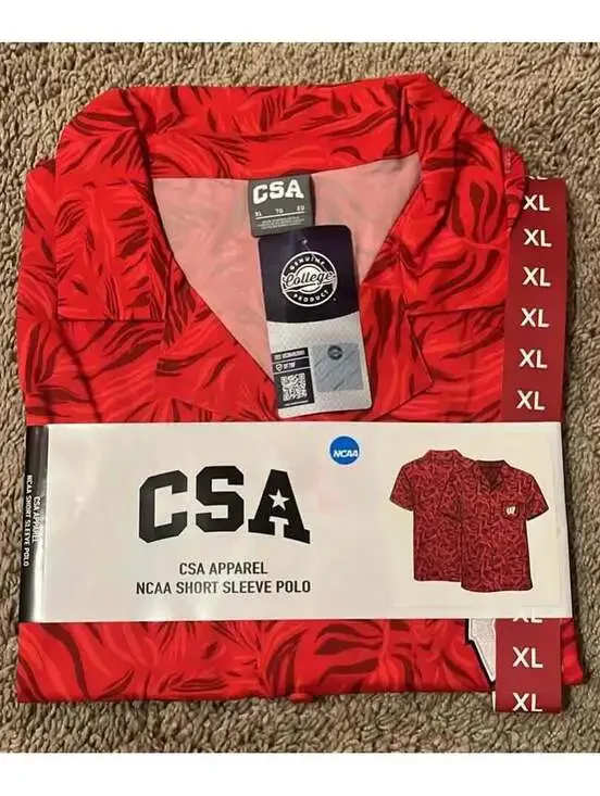 CSA NCAA Wisconsin Badgers red short sleeve polo men’s size XL