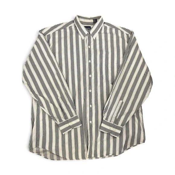 Vintage 90s Gap Striped Button Down Shirt Mens XL Navy Blue White Oversized