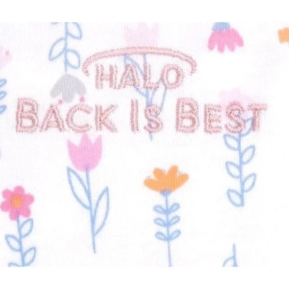 HALO SleepSack Swaddle 0-3 MO White Floral Cotton 3-Way Adjustable cottagecore