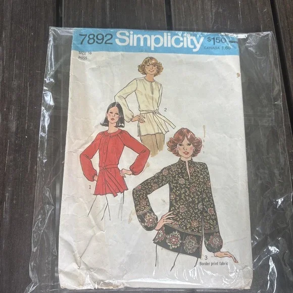 UNCUT Simplicity 7892 Misses Tops sewing pattern - Size 14 - Bust 36