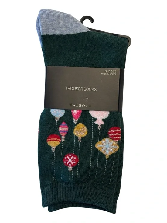 Talbolts Women's Green Christmas Ornament Trouser Socks