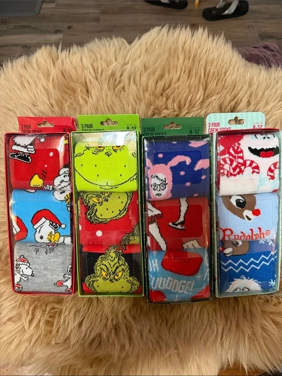Holiday Sock Lot 12 Pairs Total all New in Box Unisex