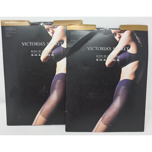 2 Pack‎ Victoria's Secret Shaping Long Line Control Top Womens A Black NWT