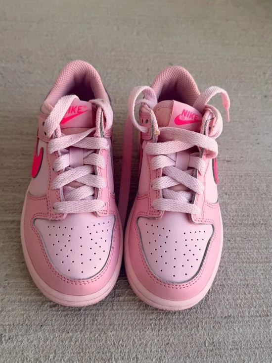 Nike Girls' Pink Low-Top Dunk with Hot Pink Swoosh