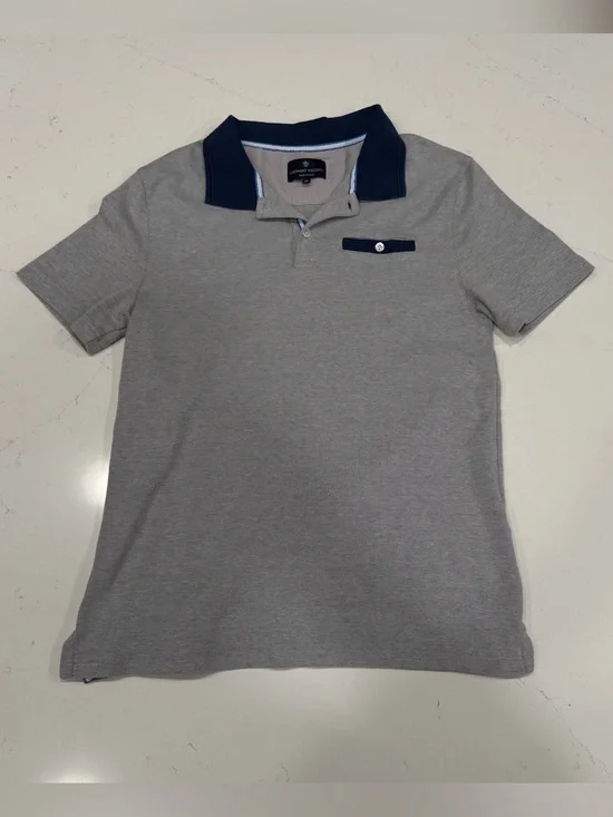 Luchiano Visconti Men’s Oxford Steel Gray Knit Polo - Medium