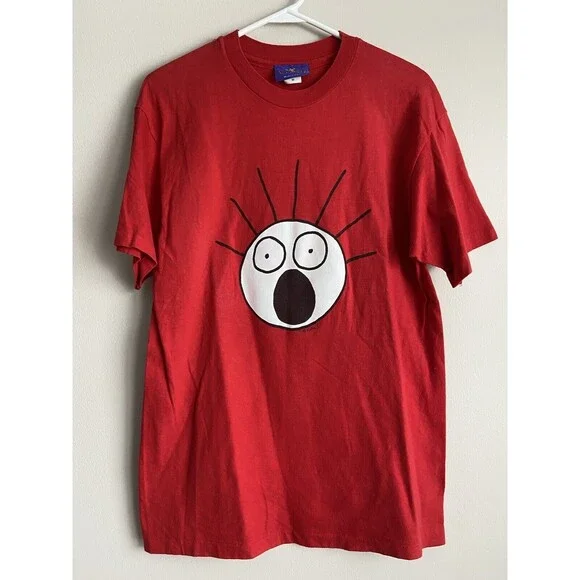 Vintage Single Stitch Red Scared Guy Yikes Katie Freedman T-shirt M Medium