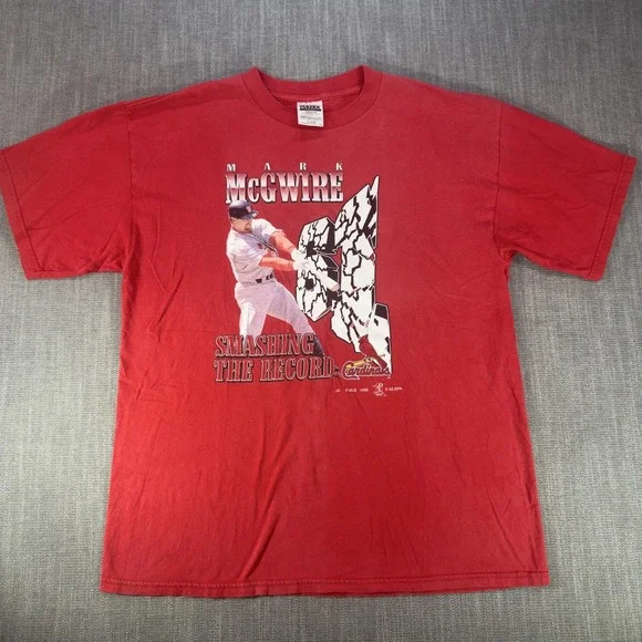 Vintage St. Louis Cardinals Shirt Mens XL Red MLB Baseball Tultex Mark McGwire