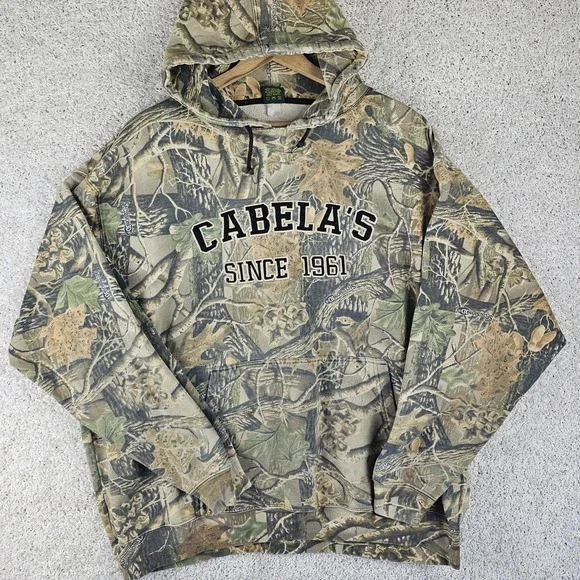Vintage Cabelas Hoodie Mens 3XL Pullover Camo Realtree Seclusion 3D Cotton 90s