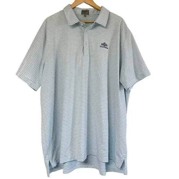 FENNEC Men’s Blue Striped Golf Polo Size 2XL Olde Florida Golf Club Logo