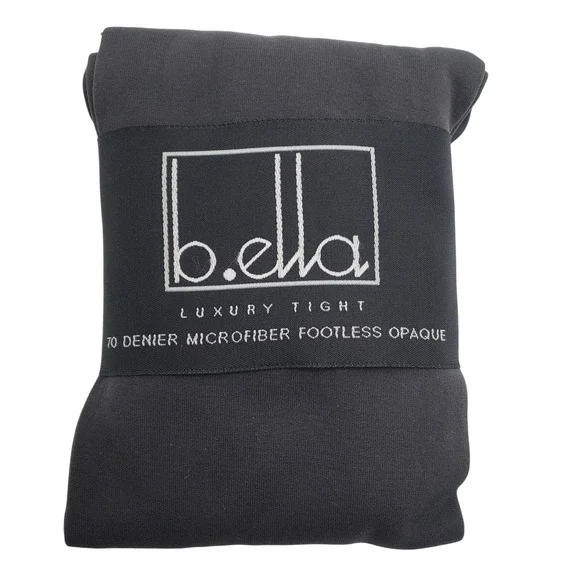 Dark Gray FOOTLESS Nylon Tights Medium Charcoal Opaque B.ella Brigida Fall M NEW