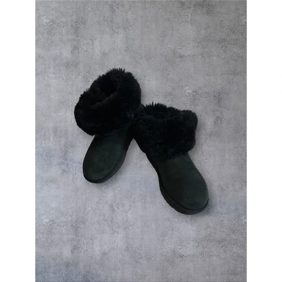 UGG‎ Mini Bailey Button Bling Boots Womens 6 Black Swarovski Crystal