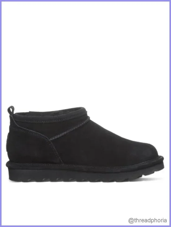 BEARPAW Women's Ankle Boot Suede Slip On Winter Boot with Sheepskin Lining