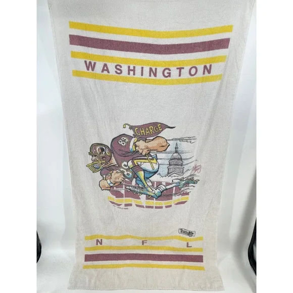 NFL Washington Redskins Beach 80's Towel White Graphic USA Made VTG Rare