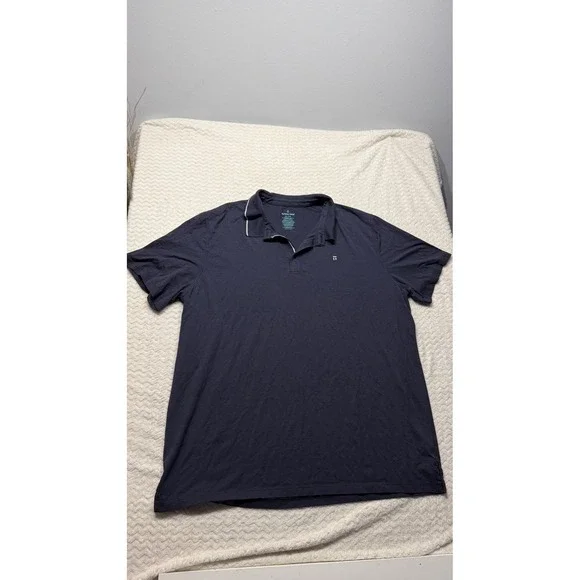 Tommy John Mens 2XL Second Skin Polo Shirt Navy Blue Pima Cotton Modal Stretch