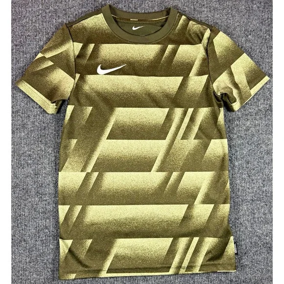 Nike FC Dri Fit Libero Top Medium Olive Geometric Camo Youth Small 8-9