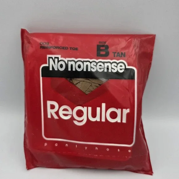 New Vtg No Nonsense 009 Regular Pantyhose Size B‎ Tan Reinforced Toe Hosiery