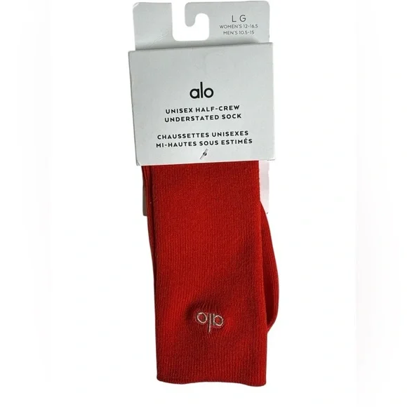 Alo Yoga Unisex Half-Crew Socks NWT | Bright Red | Size Large