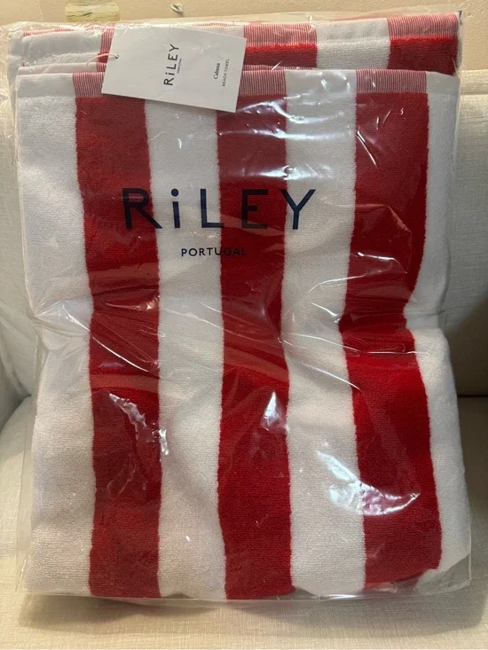 Riley Portugal Red & White Striped Cabana Beach Towel