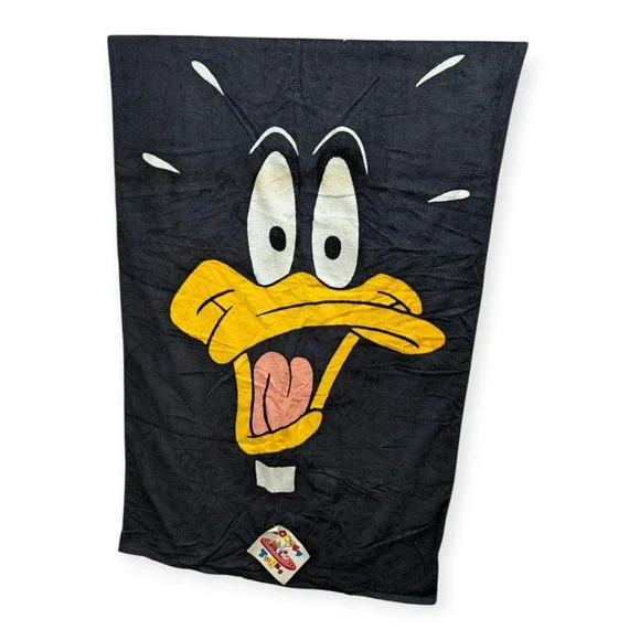 Vtg 1992‎ Looney Tunes Daffy Duck Face Beach Towel 29.5x58.5 New w/ Tags