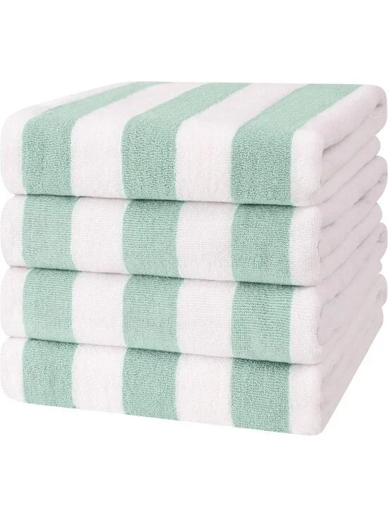 Extra Large Mint Stripe Beach Towels - 4 Pack, Soft Quick Dry Pool Towels 30x60