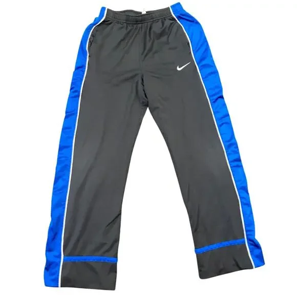 Nike Boys XL (18) Dark Gray & Royal Blue Mesh Athletic Track Pants Warm Up Y2K