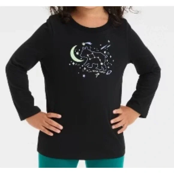 Girls Cat & Jack long Sleeve Glow in the dark T Shirt Size 18 months NEW