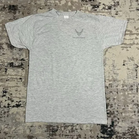 US Air Force PT T-Shirt Mens Sz M Gray Reflective Logo IPTU Workout Gym Tee USAF