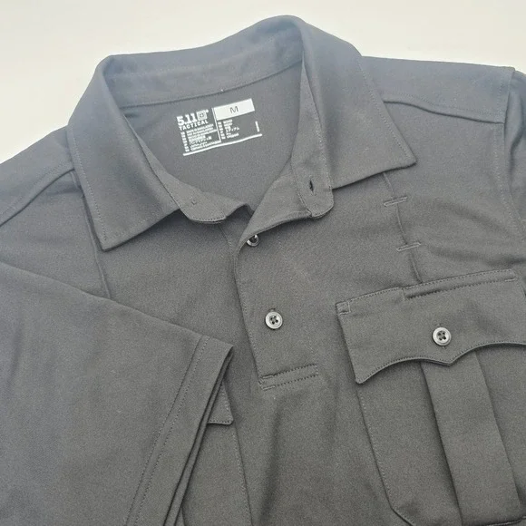 5.11 Tactical Mens M Class A Performance Polo Shirt Black Short Sleeve Pockets