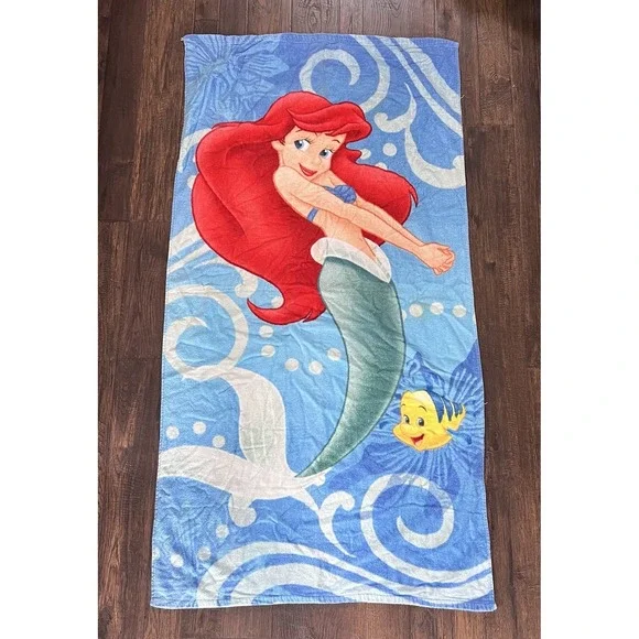 Y2K The‎ Disney Store 90s Ariel Flounder Cotton Beach Towel The little Mermaid