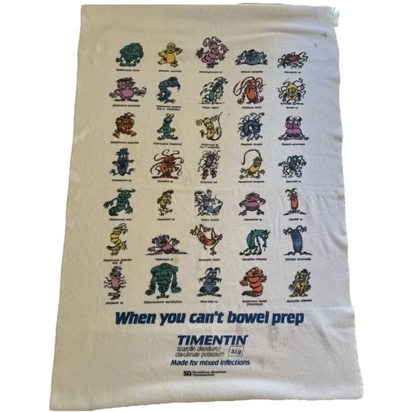 Vintage Timentin Pharmaceutical Beach Towel‎ SmithKline Drug Rep Advertisement