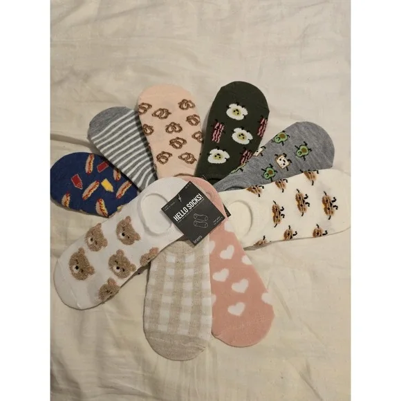 Lot Of 9pairs HELLO Socks ‎ No Show Socks Liners Variety - Size Fits Most