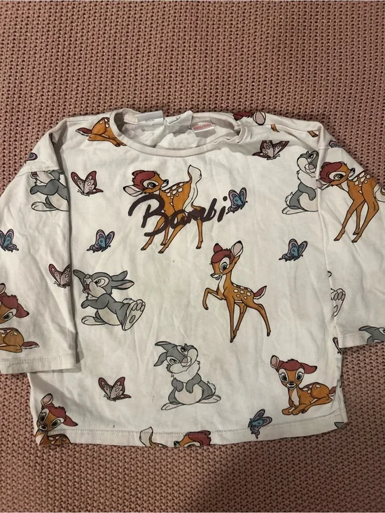 Zara Disney Bambi Thumper Girls Long Sleeve Graphic Shirt Size 3-4 Years