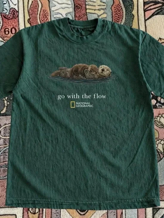Gildan Dark Green Otter Graphic Tee - 