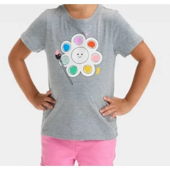 Girls Cat & Jack Grey palette short Sleeve T Shirt Size 2T NEW