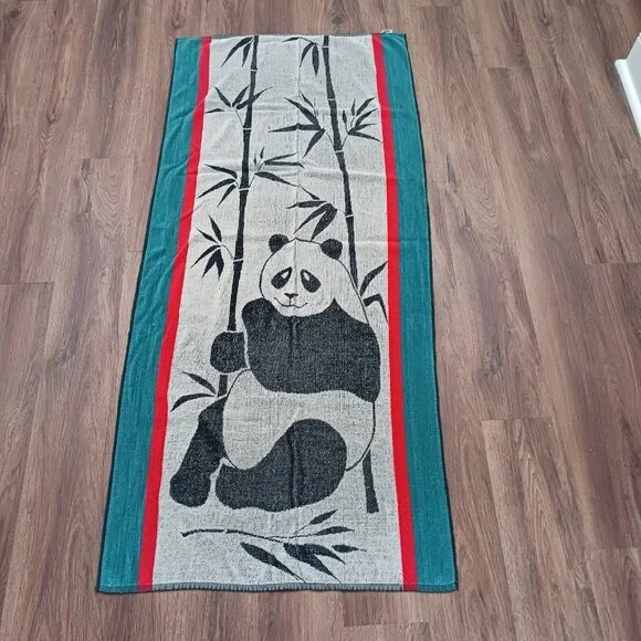Vintage Ipanema‎ Beach Towel Panda Bear Bamboo Cecil Saybah 25 x 54