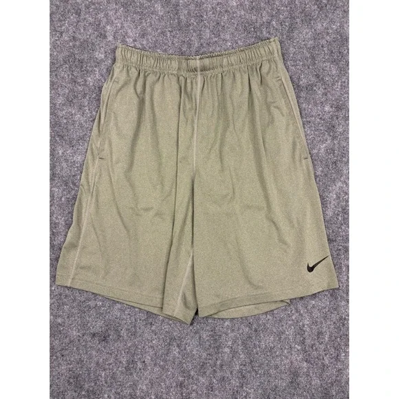 Nike Dri-FIT Mens Athletic Shorts Olive Green Heather Large Pockets Workout Gym