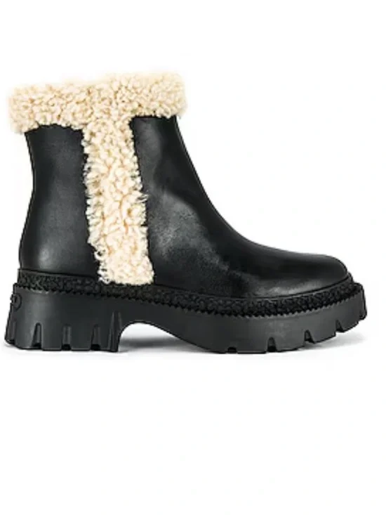 NWOB Coach Jane Black leather shearling ankle boot 40/9.5