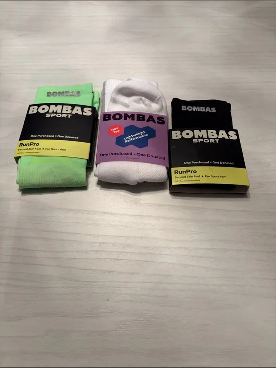 Bombas RunPro Athletic Socks - Lime, White, Black - 3 Pack