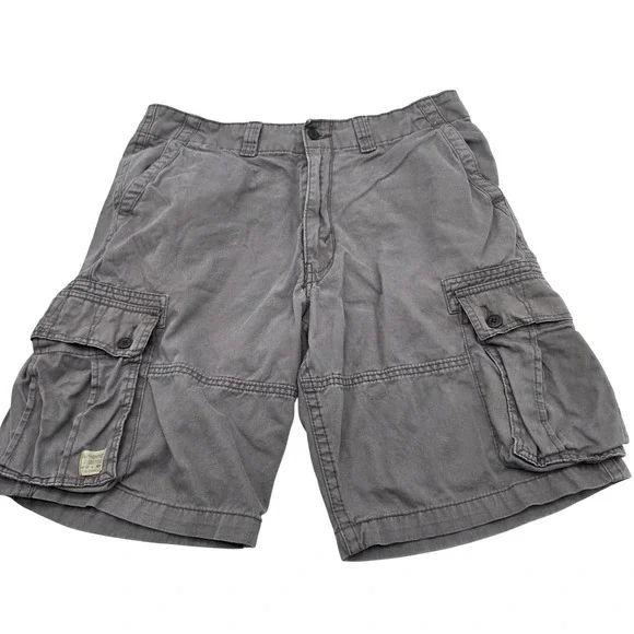 Signature by Levi Strauss Cargo‎ Shorts Mens 36 Gray Cotton Twill Multi Pocket