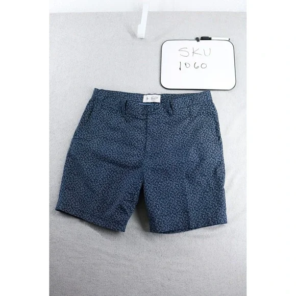 Original Penguin Shorts Mens 34 Blue Geometric Chino OP4785 RT2596 Cotton
