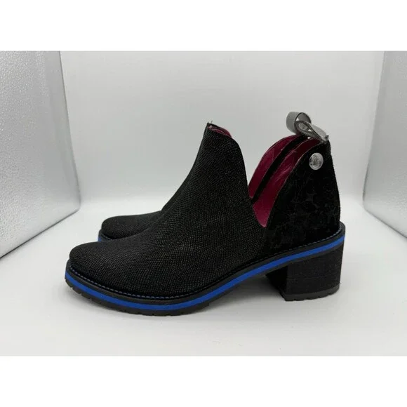 Chanii B Zippette Ankle Boots Womens 36 (5.5 US) Sparkle Floral Suede Whimsigoth