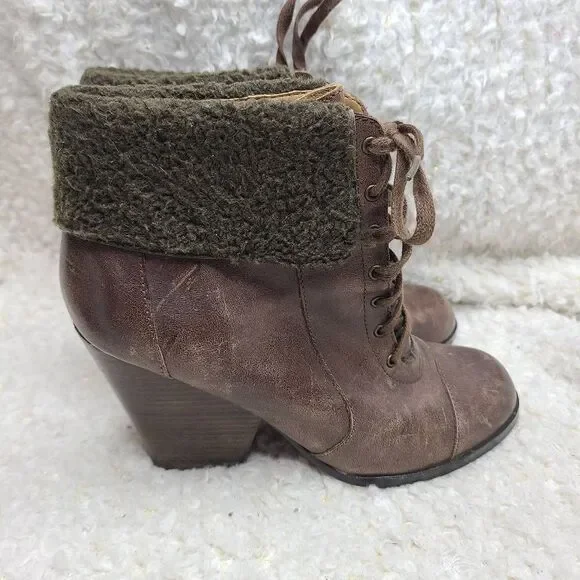 5/48 Abigail Leather‎ Laceup Ankle Boots sz 38