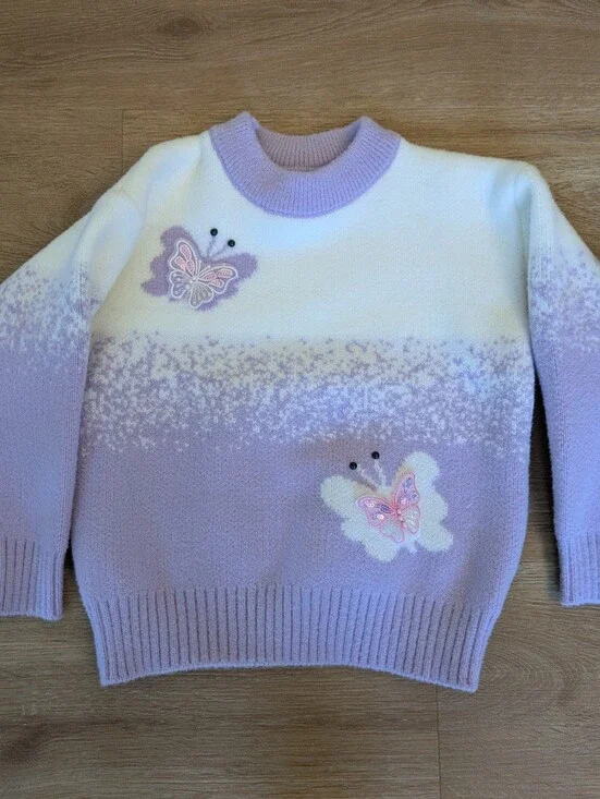 New Never Worn Lavender Butterfly Knit Sweater