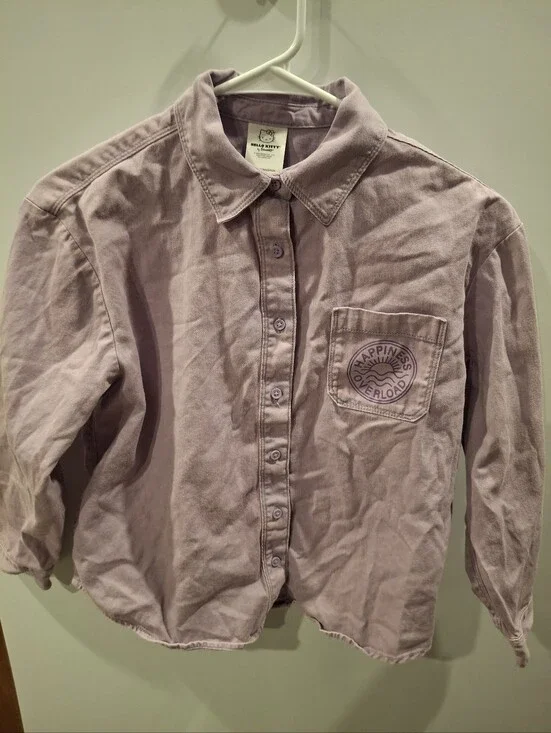 Hello Kitty Lavender Button-Down Shirt with Pocket Graphic