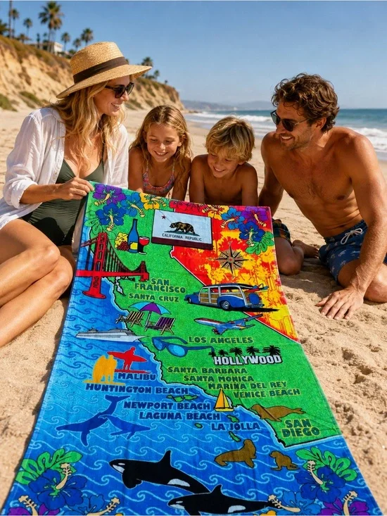 California Coastal Kids Beach Towel‎ - Bright Multicolor