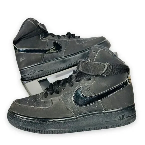 Nike Air Force 1 High GS AF1 'Triple Black' 653998-001 Youth 4‎