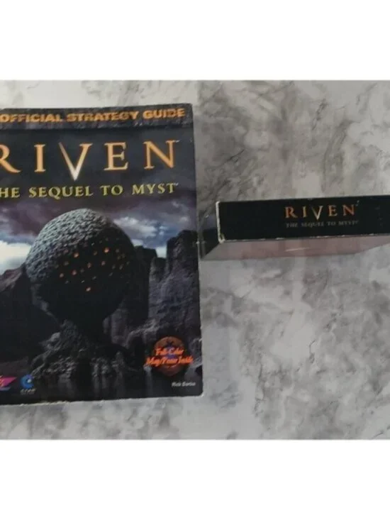 Riven The Sequel to Myst PC Game + Official Strategy Guide Complete 5 Disc