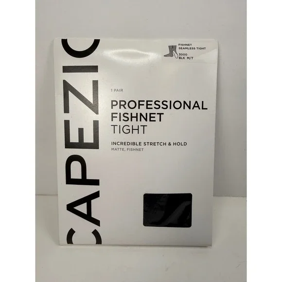 Capezio 3000 Professional Fishnet Seamless Tight Black M/T Matte Dance Hosiery